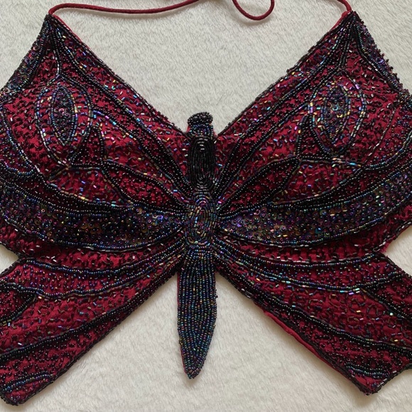 vintage red beaded butterfly halter♥️✨ SOLD - Picture 3 of 4